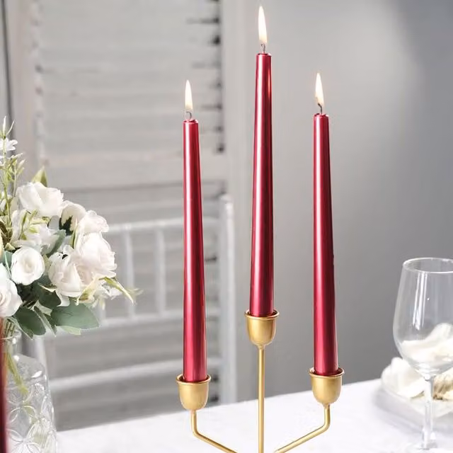 Marco Paul Metallic Red Taper Candles, Set of 4