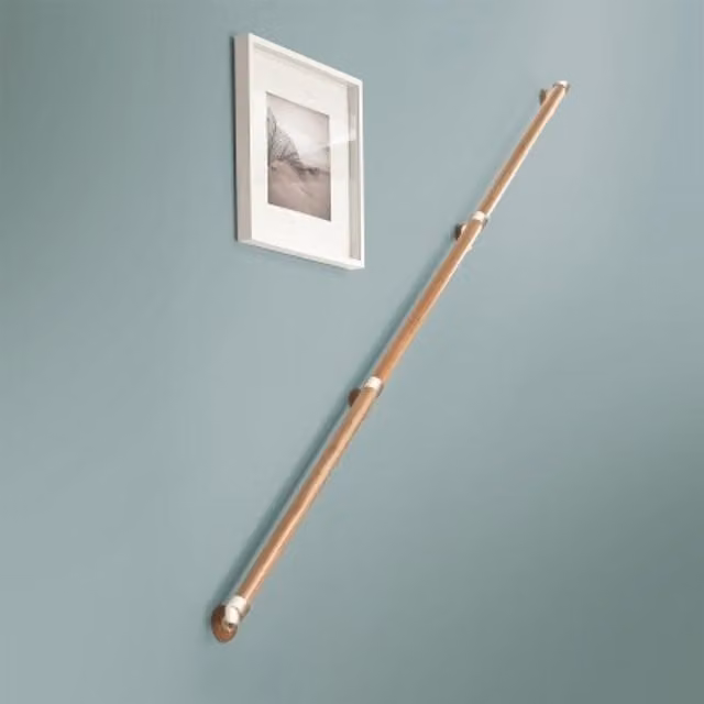 Cheshire Mouldings Rail in a Box Oak and Brushed Nickel Complete Set, Brown, Length: 3.6m