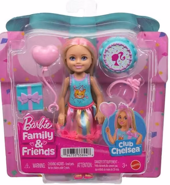 Mattel Barbie Chelsea Birthday Doll with Accessories in Pink