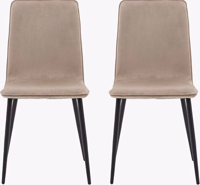 Perch & Parrow Set of 2 Modern Beige Velvet Upholstered Dining Chairs