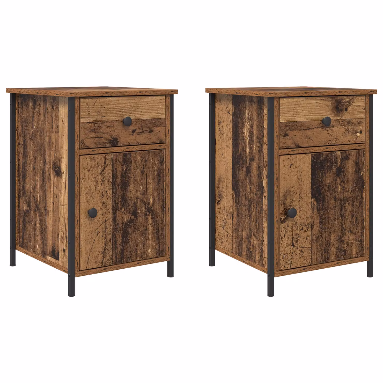 Berkfield Home Set of 2 Bedside Cabinets in Old Wood Brown, W/D/H: 40 x 42 x 60 cm – 2