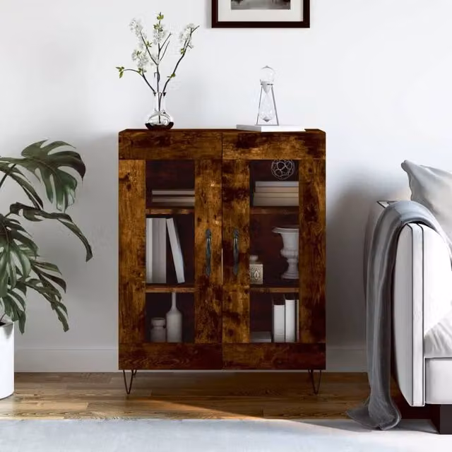 Berkfield Home Classic Sideboard in Smoked Oak, Brown, W/D/H: 69.5 x 34 x 90 cm
