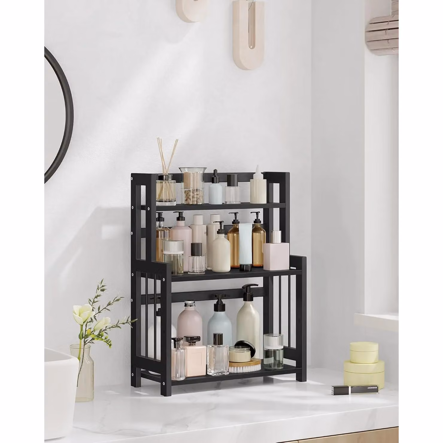 SONGMICS Premium 3 Tier Bamboo Countertop Storage Organiser in Black – 2