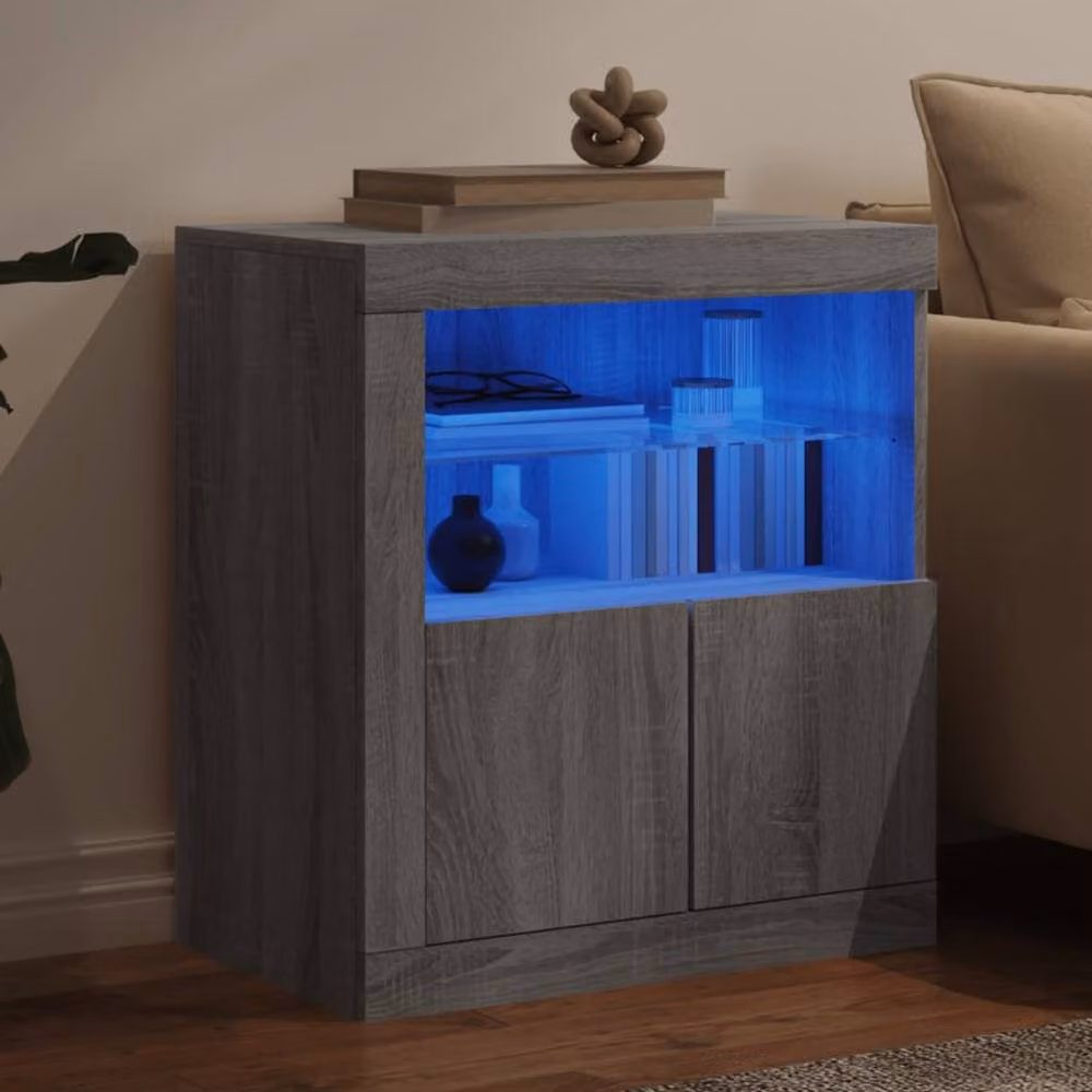 Berkfield Home Modern Sideboard with Integrated LED Lights in Grey Sonoma, W: 60.5 cm, D: 37 cm, H: 67 cm – 3