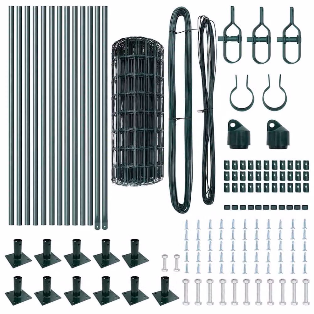 Berkfield Home Green Euro Fence with 13 Flanged Posts, Galvanised Steel, 0.4 x 25 m – 4