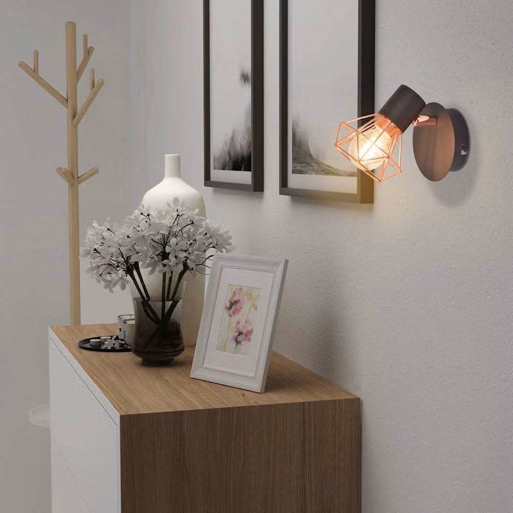 Berkfield Home Industrial Metal Wall Lamps in Copper with 2 x 8 W Warm White LED Filament Bulbs – 2