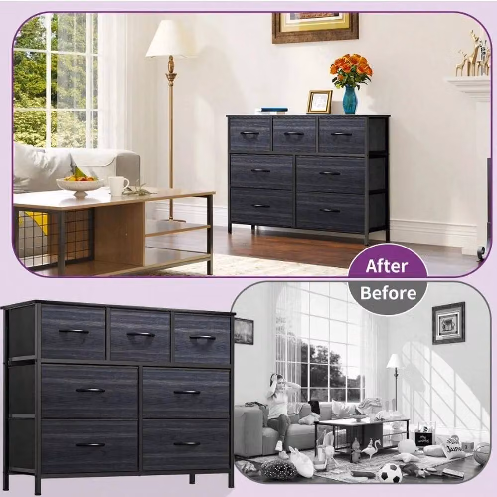 VOGREX Black 7 Drawer Fabric Storage Chest with Steel Frame – 2