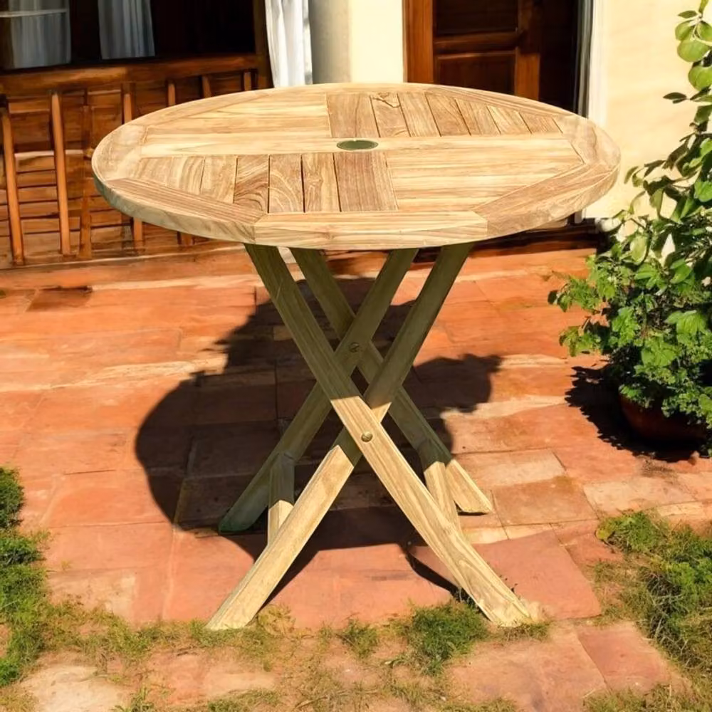 Minster Foldable Teak Garden Table in Brown, W: 80 cm, D: 80 cm, H: 75 cm – 2