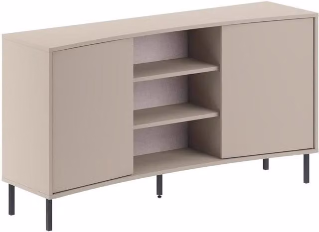 FWStyle Sandstone Large 2 Door Curved Modern Sideboard in Beige and Black