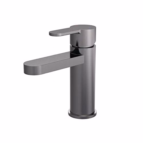 nuie ARV705 Arvan Modern Bathroom Round Mono Basin Mixer Tap with Push Button Waste, Brushed Pewter – 1