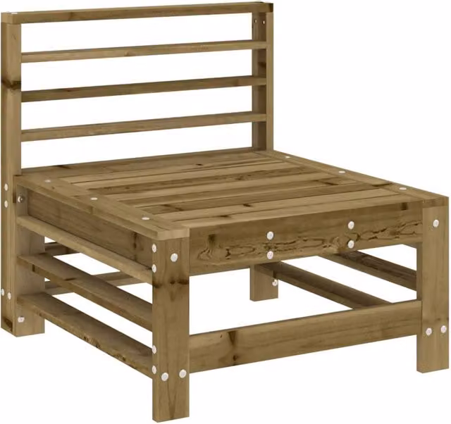 Berkfield Home Garden Middle Sofa in Brown Impregnated Pine Wood