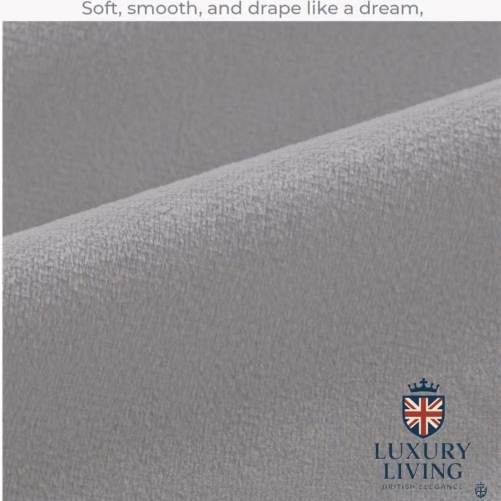 Luxury Living Montreal Thermal Blackout Velvet Curtains in Grey, Width: 117 cm, Drop: 137 cm – 2