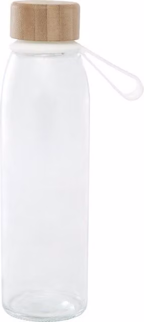 Floso Porto Bamboo 500ml Glass Water Bottle in Transparent
