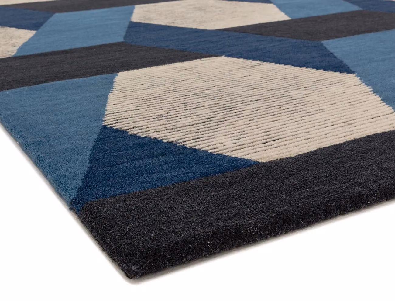 The Rug Shop UK Blue Modern Geometric Machine Woven Area Rug W: 160 cm, D: 230 cm – 3