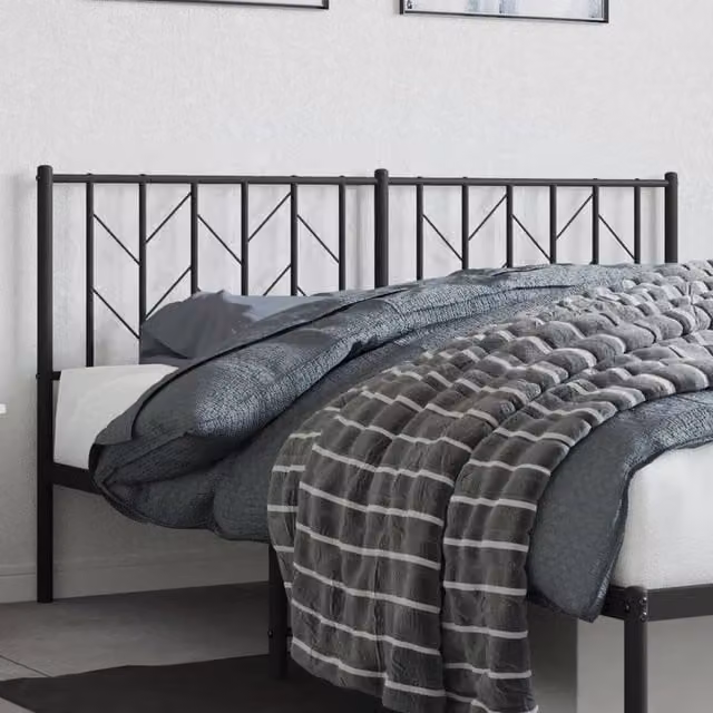 Berkfield Home Classic Metal Headboard in Black, Width: 160 cm