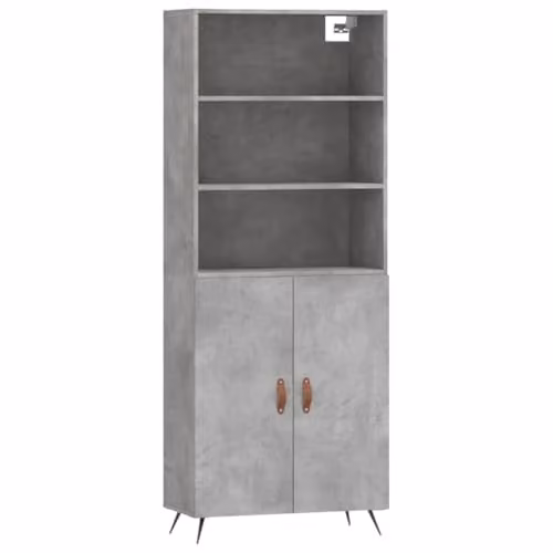 vidaXL Modern Highboard Sideboard in Grey, featuring Hinged Doors and Internal Shelves for your Living Room or Bedroom, W/D/H: 180 x 69.5 x 34 cm