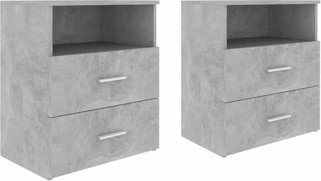 Berkfield Home Bed Cabinets, 2 Piece, Concrete Grey, W: 50 cm, D: 32 cm, H: 60 cm