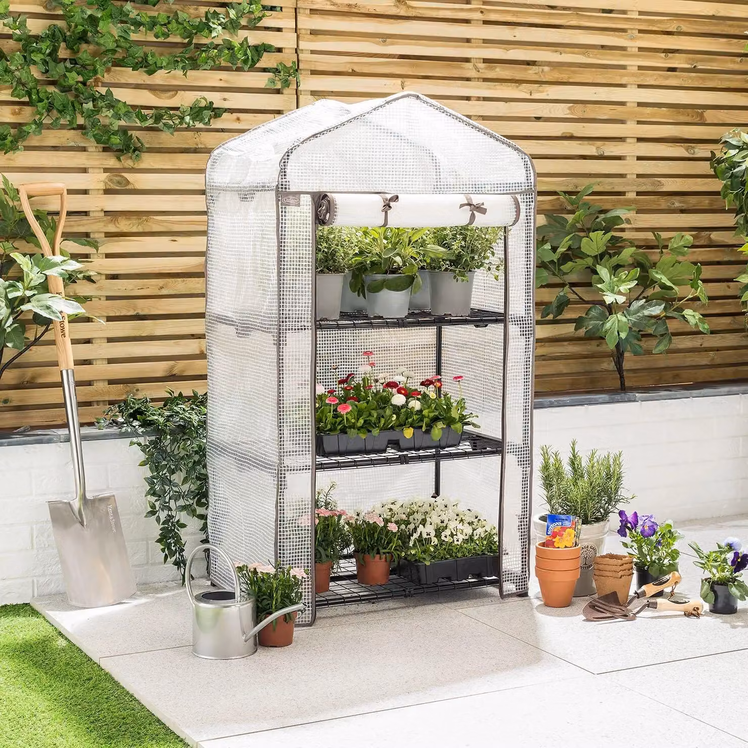 Christow Mini 3 Tier Greenhouse with Steel Frame and Reinforced PE Cover in Grey – 2