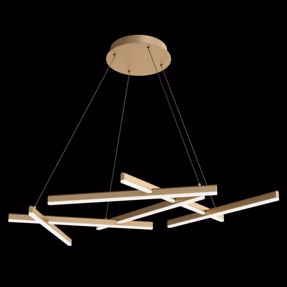 Netlighting Line Modern Integrated LED Pendant Ceiling Light in Gold/Brass, 4000K, Height Adjustable – 2