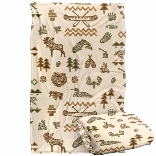 JQ Licensing Lodge Cabin Silky Touch Super Soft Multicolour Fleece Throw Blanket W: 91 cm, D: 147 cm