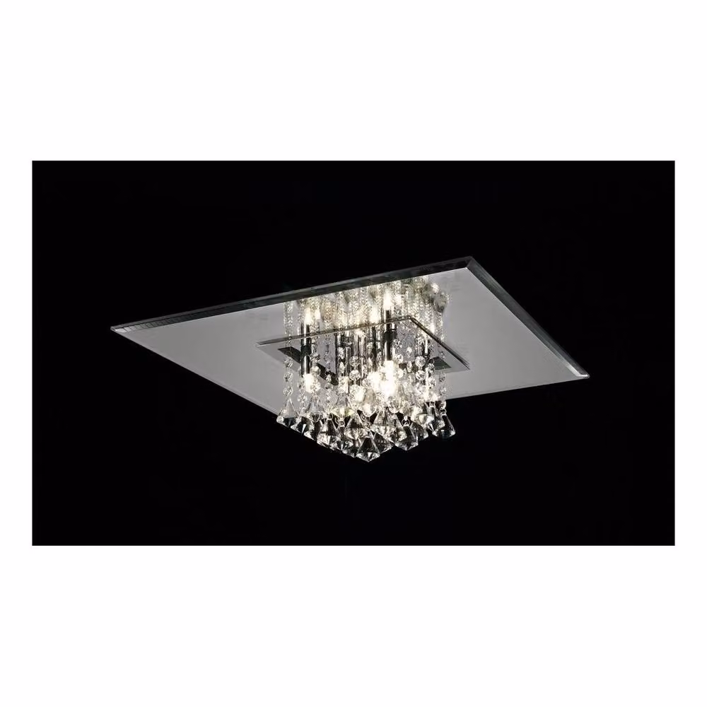 Netlighting Starda Square 8 Light G9 Flush Ceiling Light in Polished Chrome and Grey Crystal – 2