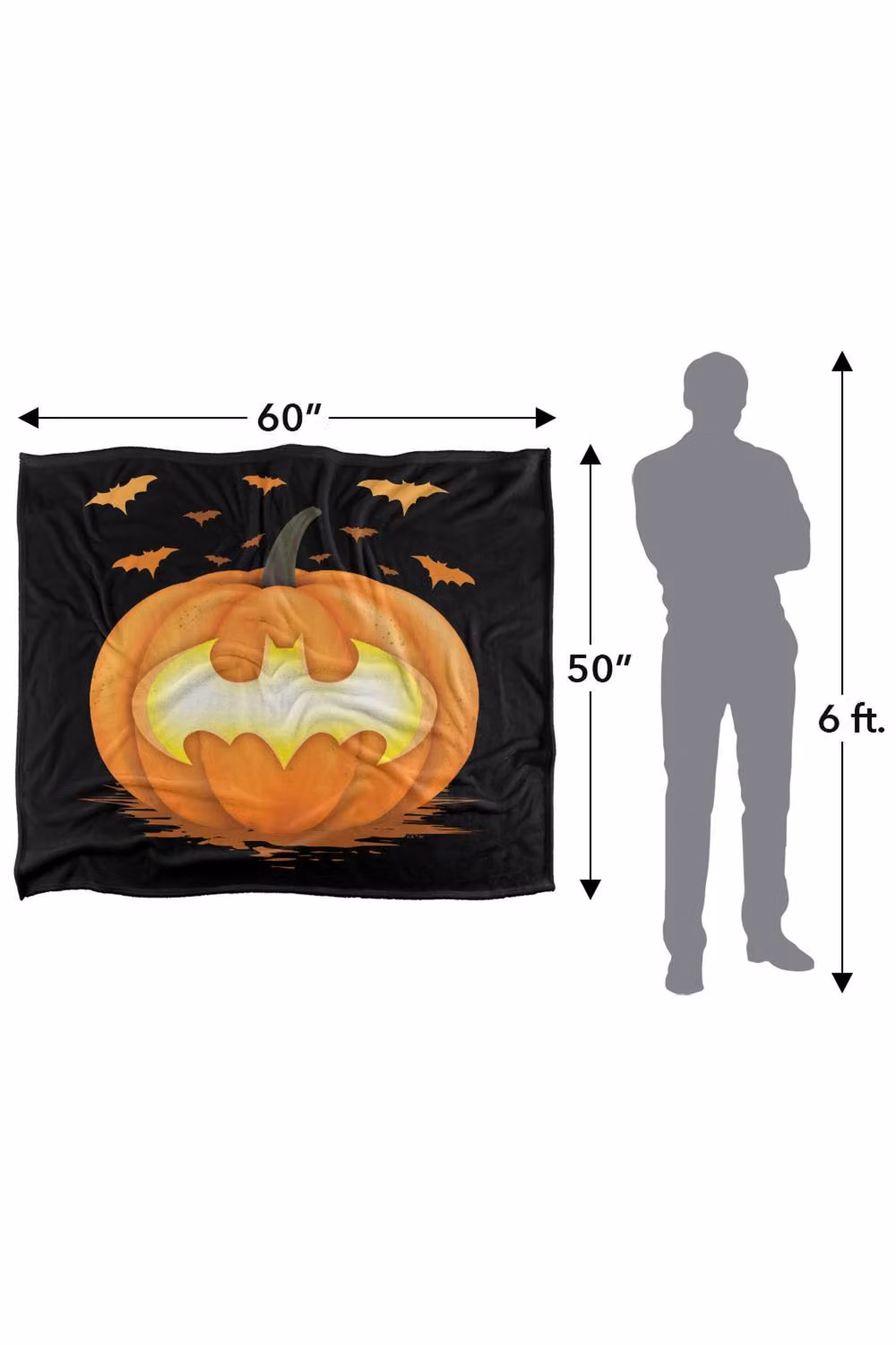 LOGOVISION Batman Halloween Jack O Lantern Multicolour Super Soft Fleece Throw Blanket W/D/H: 127.0 x 152.4 x 1.0 cm – 8