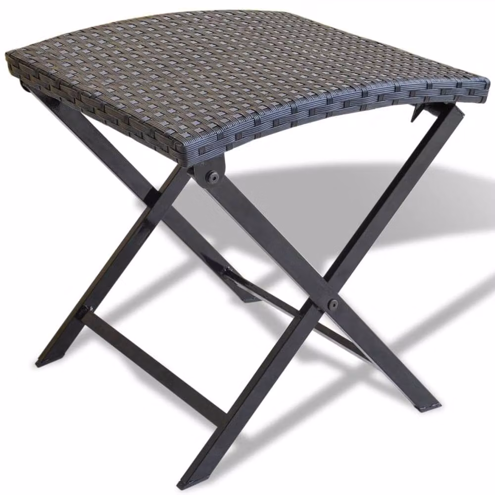 Berkfield Home Folding Poly Rattan and Steel Garden Stool in Black – 2