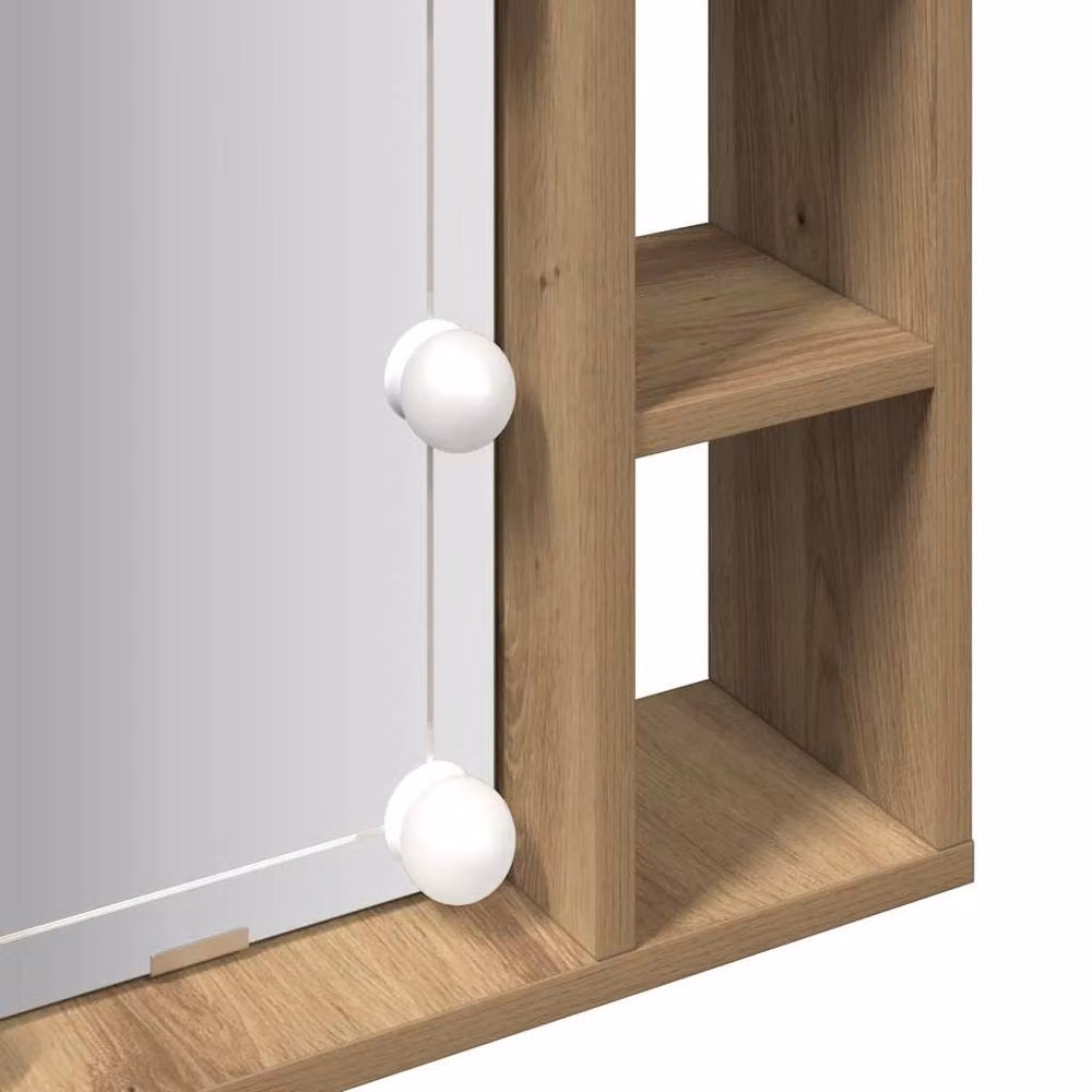 Berkfield Home LED Mirror Cabinet in Artisan Oak Brown, W/D/H: 76 x 15 x 55 cm – 4