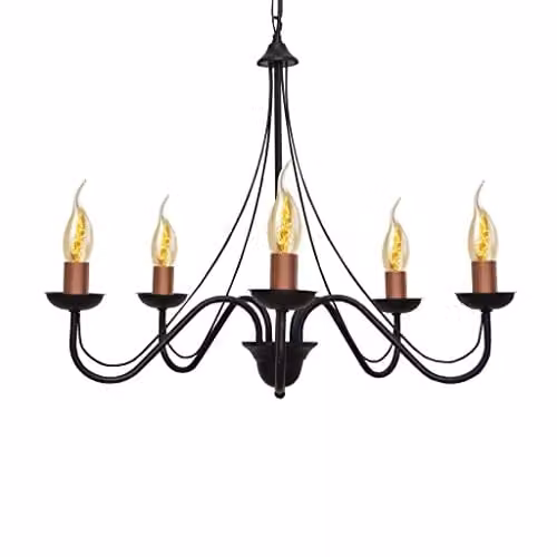 Netlighting Malbo Multi Arm Pendant Ceiling Light in Black and Copper, Diameter: 60 cm
