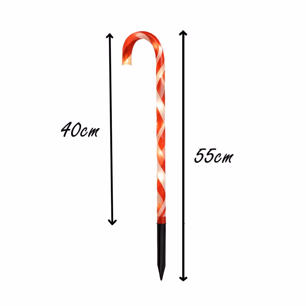 Shatchi Red Candy Cane LED Christmas Lights with Timer, 45 LEDs, 55 cm – 6