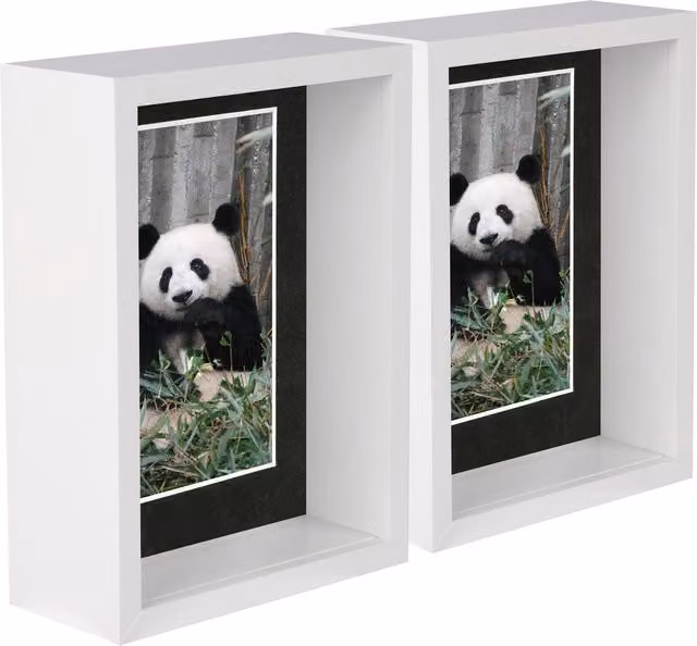 Nicola Spring Pack of 5 White 3D Deep Box Wooden Photo Frames with Black 4 x 6 inch Mount – 2