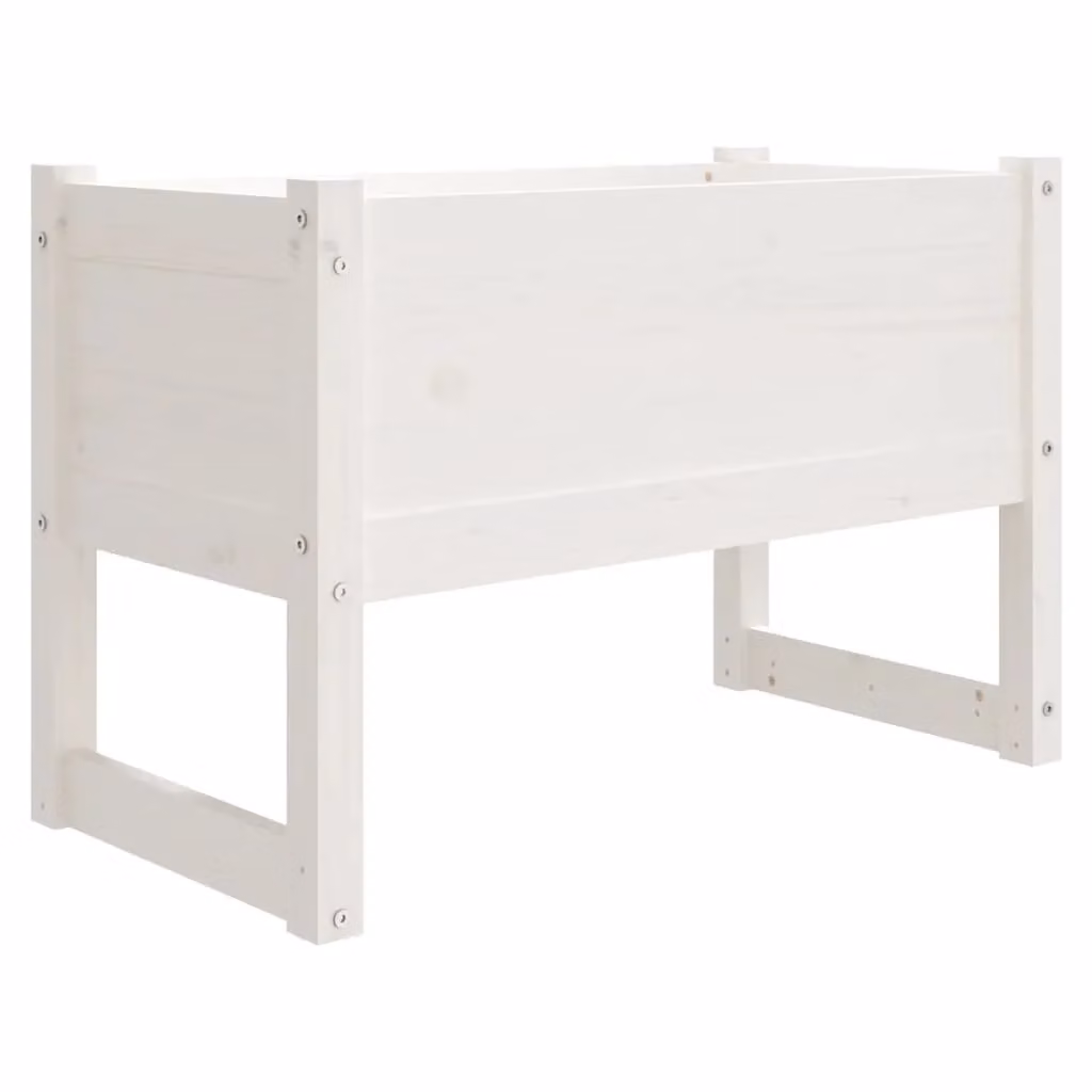 Berkfield Home White Wood Planter Tub W: 78 cm, D: 40 cm, H: 52 cm – 2