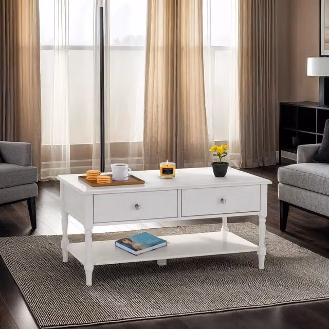 Seconique Stratford 2 Drawer Coffee Table in White – 1