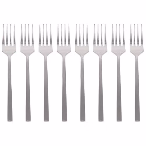 Argon Tableware Silver Stainless Steel Cake Fork Set of 8, 15cm – 1