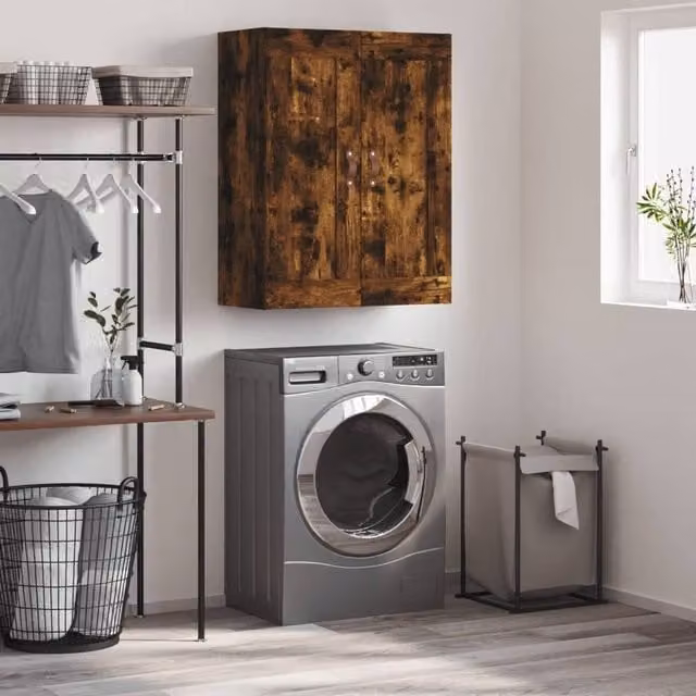 Berkfield Home Wall Mounted Smoked Oak Cabinet in Brown, W/D/H: 69.5 x 34 x 90 cm – 1