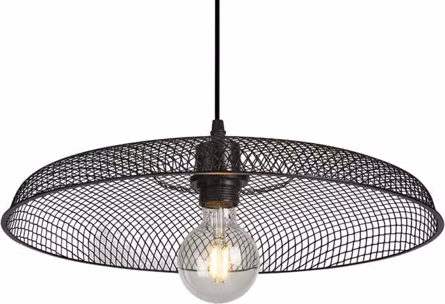 First Choice Lighting Cassidy Large Black Metal Mesh Industrial Round Pendant Shade – 1