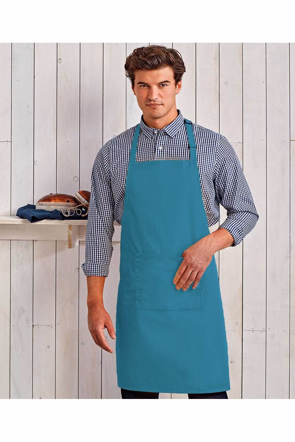 Premier Women's Bip Apron with Pocket in Petrol Blue – 2