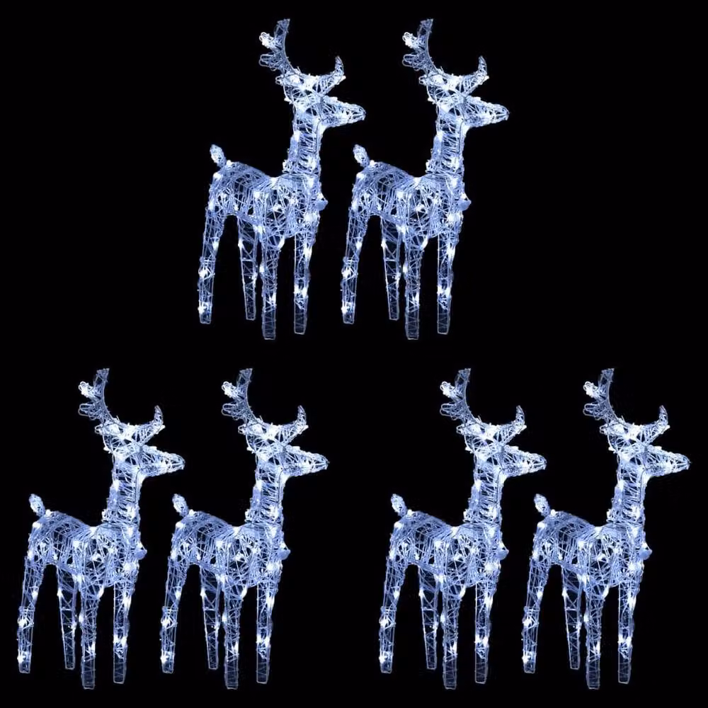 Berkfield Home Christmas Reindeer LED Light Set, 6 Pieces, Cool White – 2