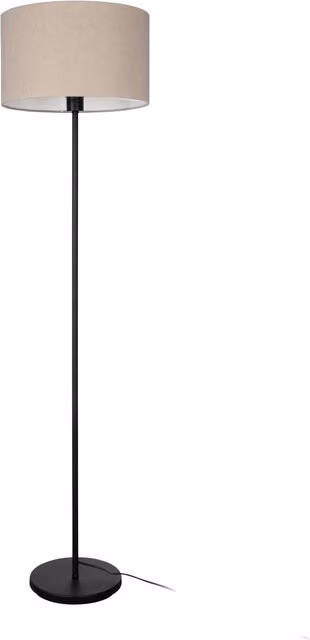Eglo Feniglia Natural Linen Drum-Shaped Floor Lamp in Black and Beige