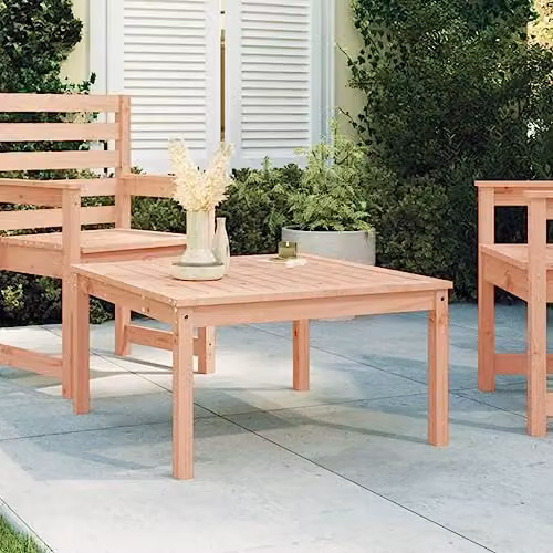 vidaXL Modern Douglas Wood Garden Table, Brown, W: 82.5 cm, D: 82.5 cm, H: 45 cm – 2