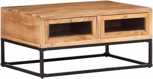 Berkfield Home Brown Solid Acacia Wood Coffee Table, W: 90 cm, D: 60 cm, H: 40 cm