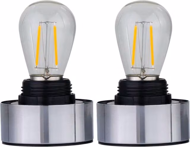 First Choice Lighting Porter Set of 2 Battery Operated Chrome Lamp Bases in Silver – 1