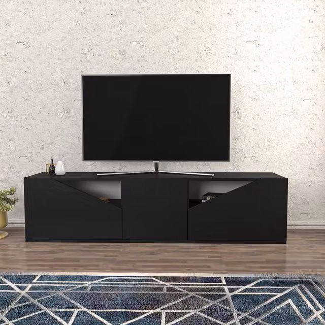 Carson Modern Geometric TV Unit in Matt Anthracite Grey, Width: 160 cm