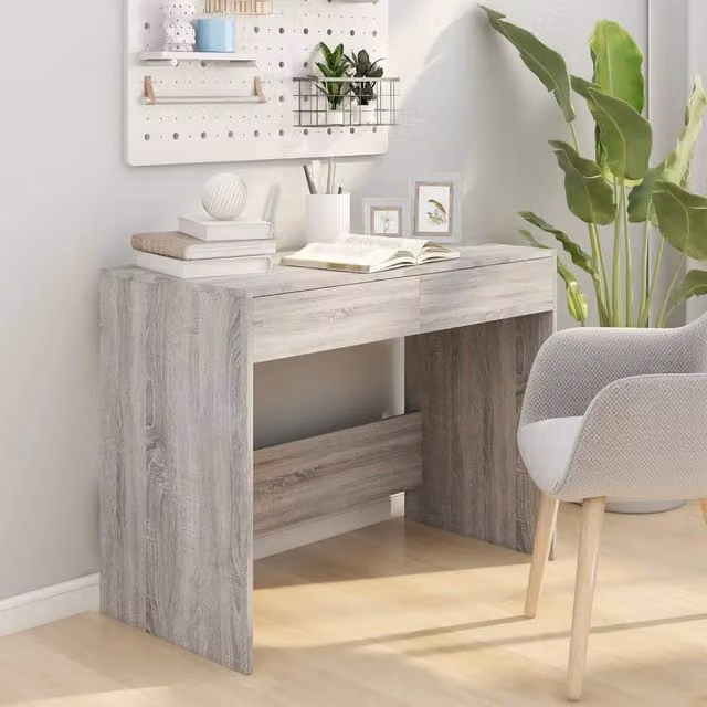 Berkfield Home Sturdy Writing Desk in Grey Sonoma, W/D/H: 101 x 50 x 76.5 cm