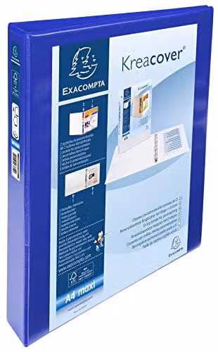 Exacompta Blue A4 Opaque Rigid 4 Ring Binder with 2 Pockets