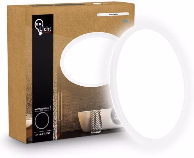 B.K.Licht White LED Slim Panel Ceiling Light, 22W, 3000lm, 4000K Neutral White, IP44 Splash-Proof, W/D/H: 42 x 42 x 3 cm – 1