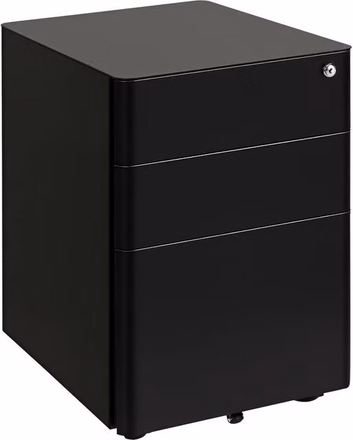 Rolipo Lockable 3-Drawer Steel Mobile Filing Cabinet for A4, Letter and Legal Documents in Black – 1
