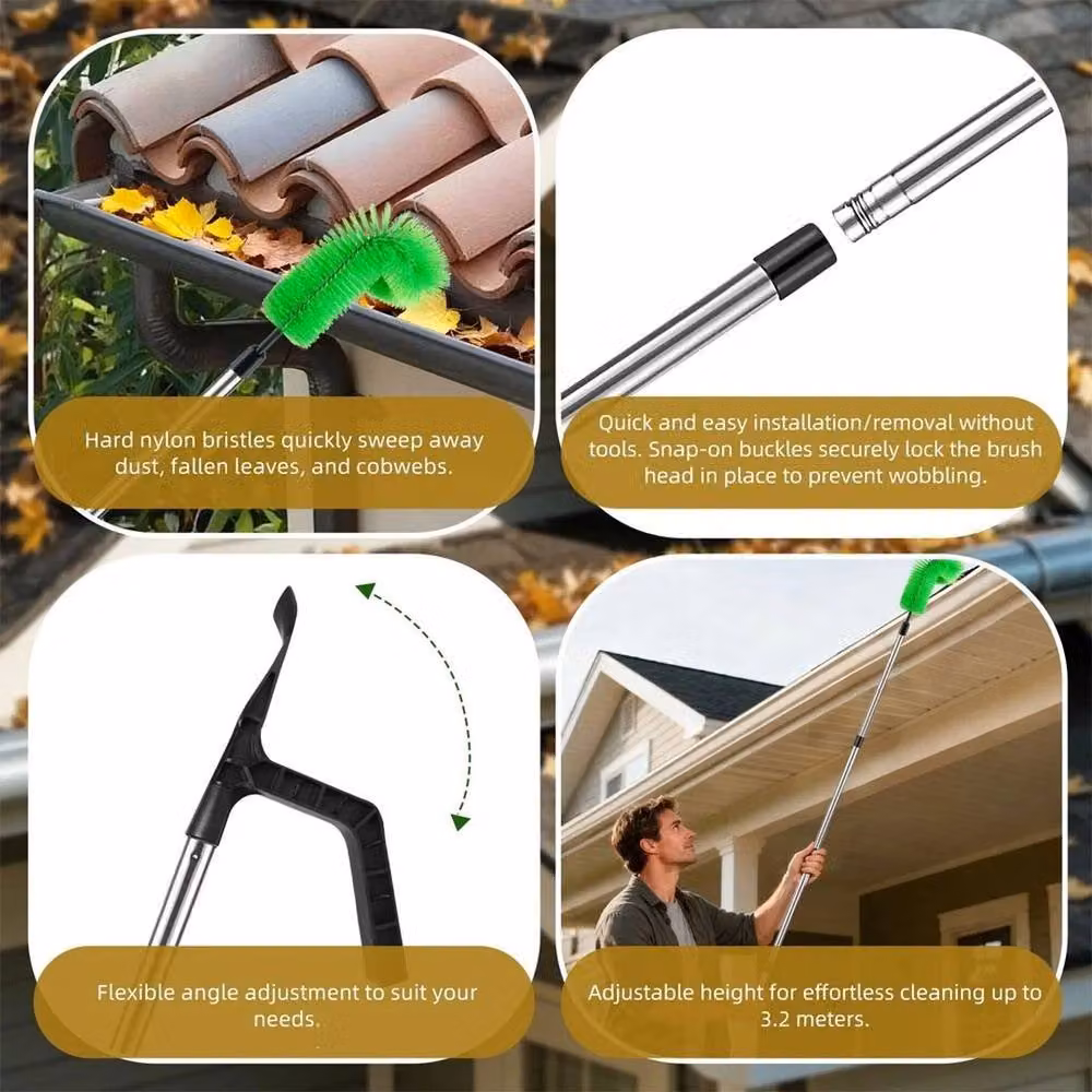 SPETLEK Telescopic Extendable Roof Gutter Cleaning Tool in Green, W: 100 cm, D: 15 cm – 3