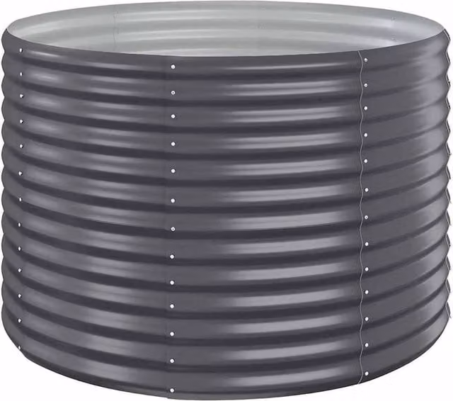 Berkfield Home Garden Powder-coated Steel Raised Bed in Anthracite Grey, W/D/H: 100 x 100 x 68 cm