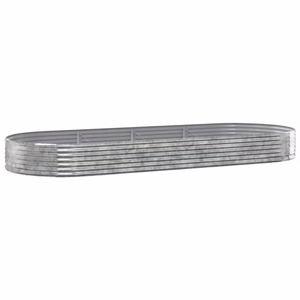 Berkfield Home Garden Powder-coated Steel Raised Bed in Silver, W/D/H: 373 x 140 x 36 cm – 2